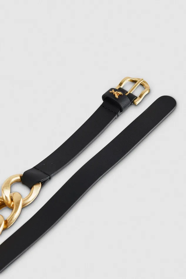 Belts Women Patrizia Pepe Golden Maxi Chain Belt Nero