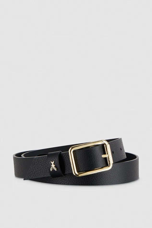 Belts Women Patrizia Pepe Hammered Leather LowWaist Belt Nero