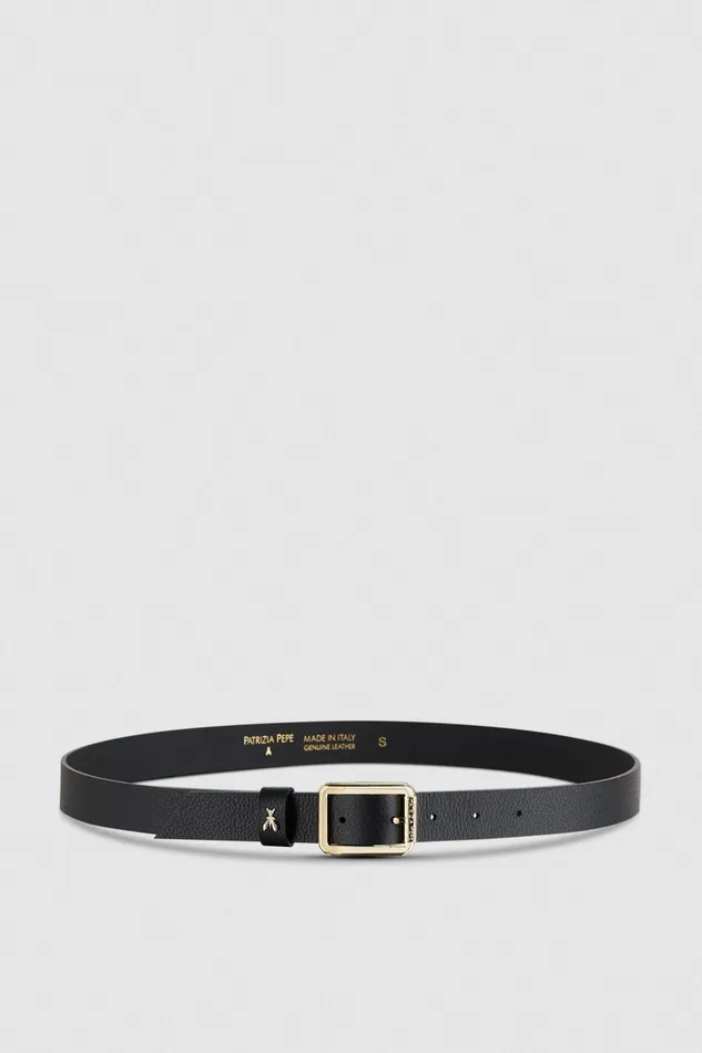 Belts Women Patrizia Pepe Hammered Leather LowWaist Belt Nero
