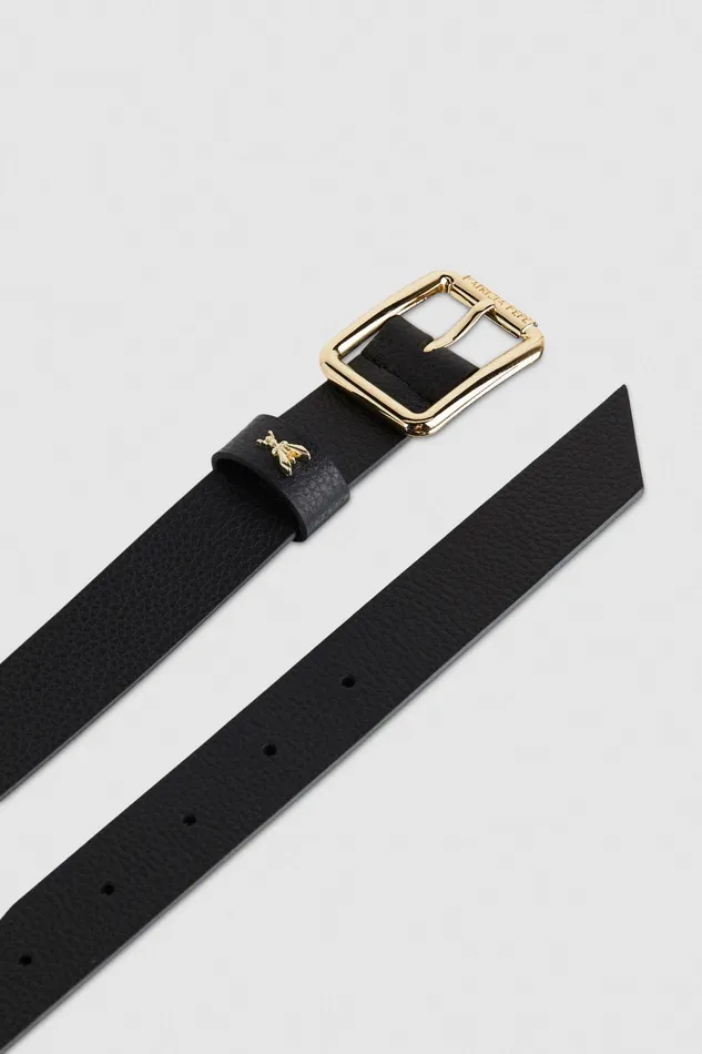 Belts Women Patrizia Pepe Hammered Leather LowWaist Belt Nero