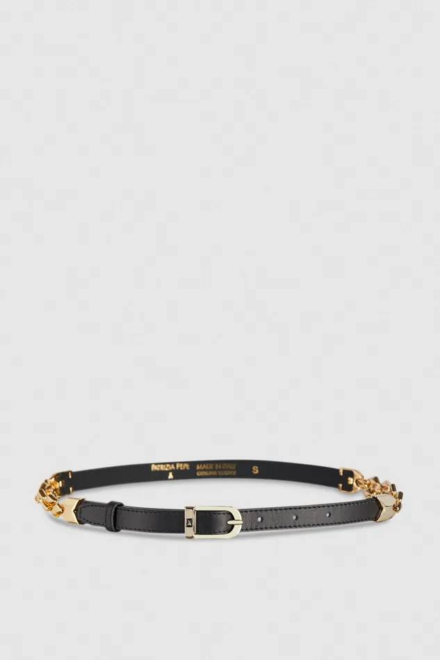 Belts Women Patrizia Pepe HighWaisted Smooth Leather Belt Nero