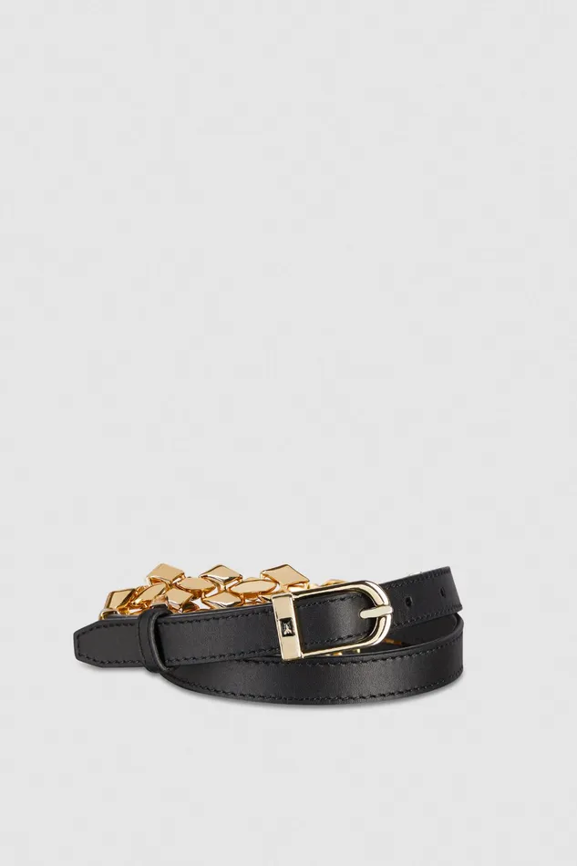 Belts Women Patrizia Pepe HighWaisted Smooth Leather Belt Nero