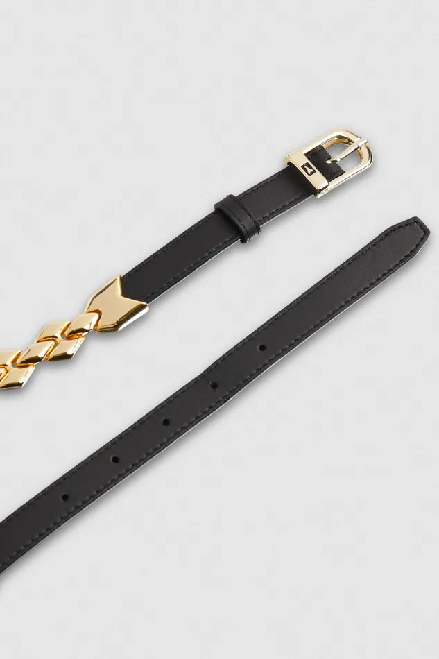 Belts Women Patrizia Pepe HighWaisted Smooth Leather Belt Nero