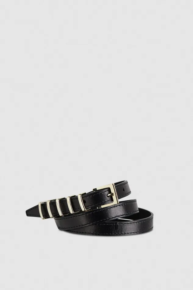Belts Women Patrizia Pepe LowWaisted Leather Belt Nero