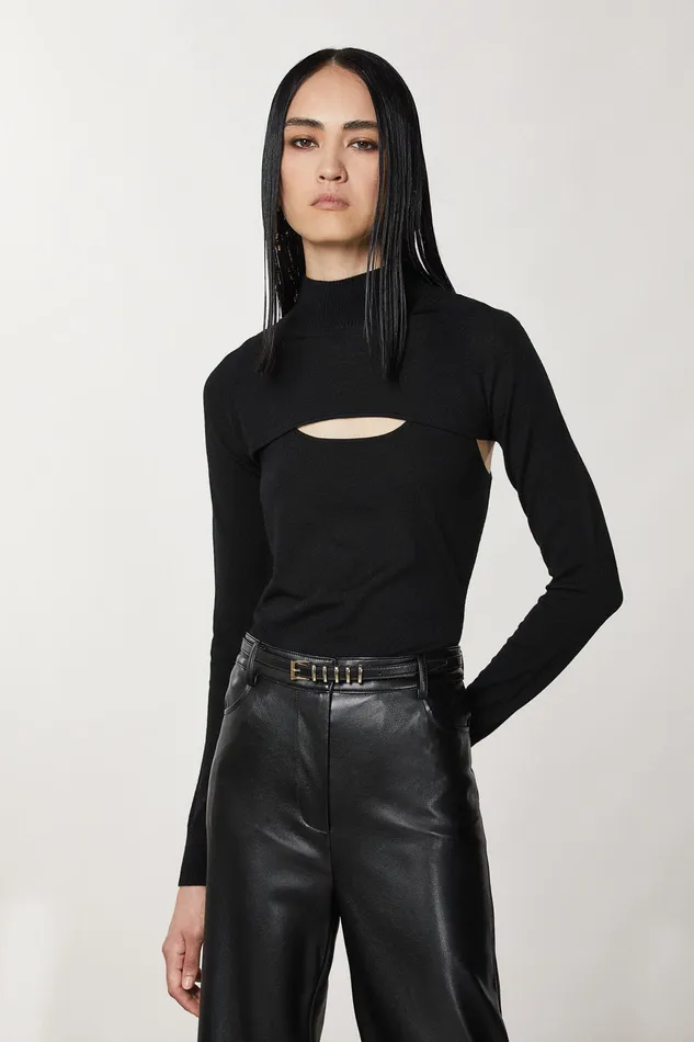 Belts Women Patrizia Pepe LowWaisted Leather Belt Nero