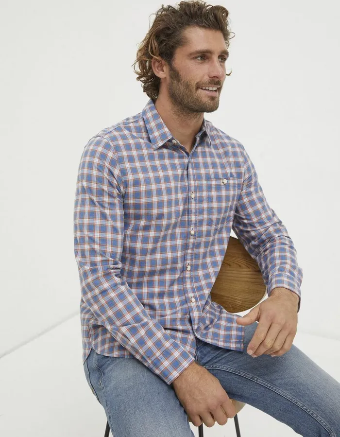 Bembridge Check Shirt Blue Men FatFace Shirts
