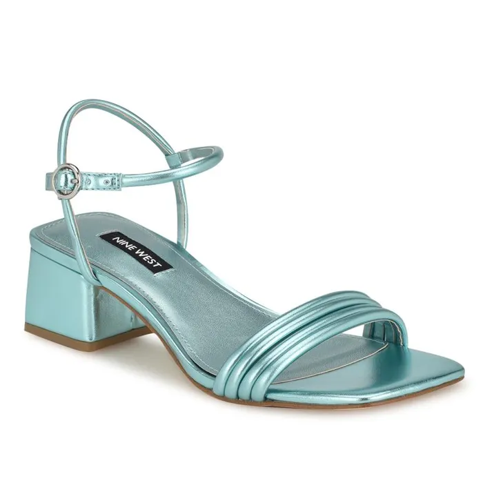 Bernise Block Heel Sandals Blue Women Nine West Heels