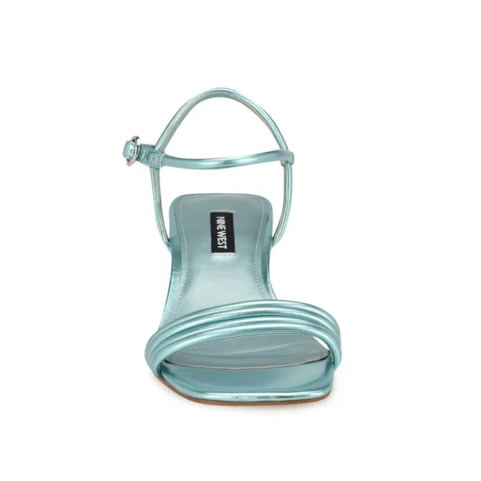 Bernise Block Heel Sandals Blue Women Nine West Heels