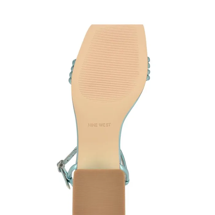 Bernise Block Heel Sandals Blue Women Nine West Sandals