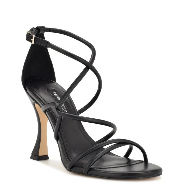 Besasy Strappy Heeled Sandals Black Women Nine West Sandals