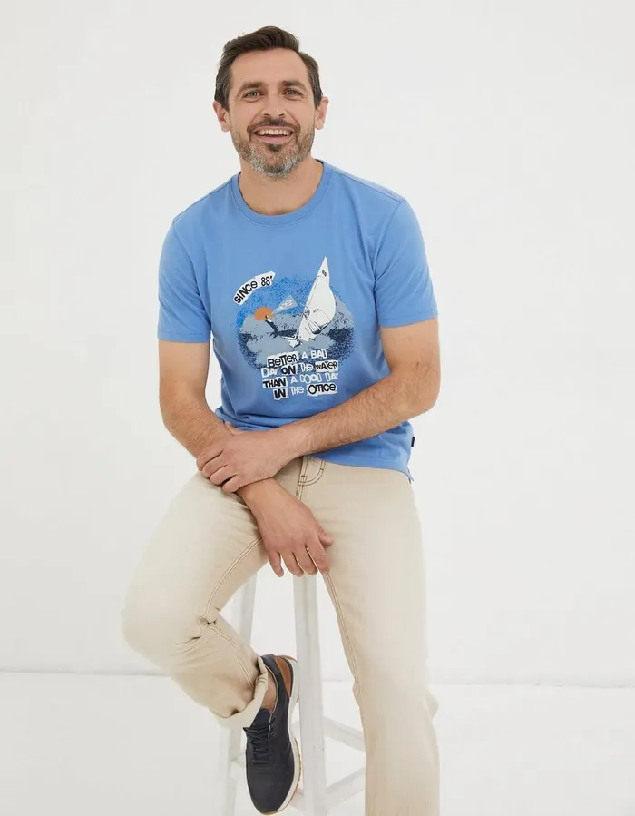 Better A Bad Day Sail TShirt Blue Men FatFace TShirts