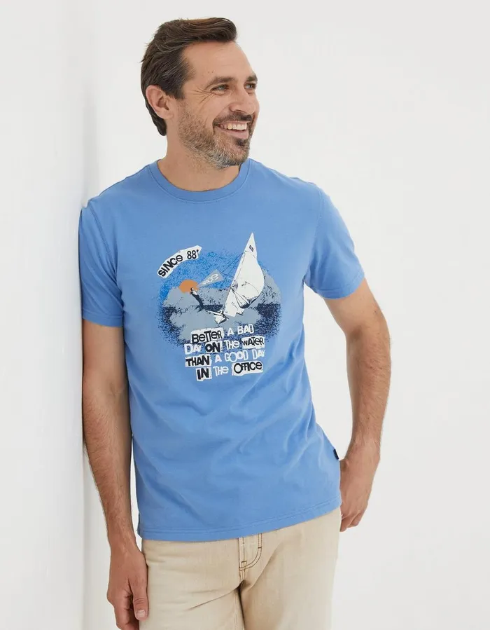 Better A Bad Day Sail TShirt Blue Men FatFace TShirts