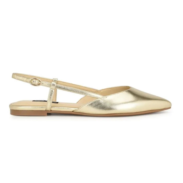 Bircah Pointy Toe Flat Slingbacks Gold Women Nine West Flats and Loafers