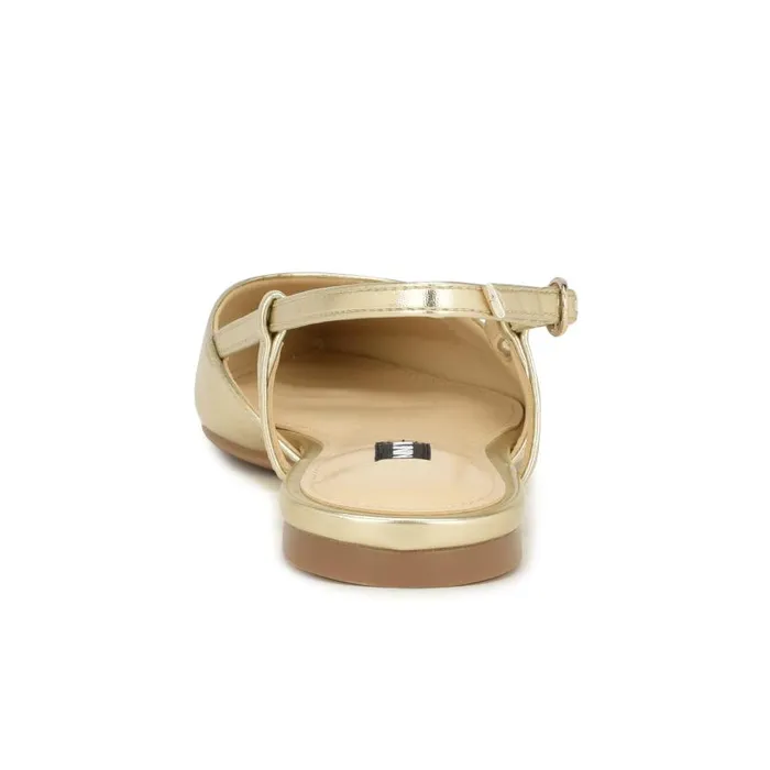Bircah Pointy Toe Flat Slingbacks Gold Women Nine West Flats and Loafers