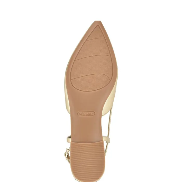 Bircah Pointy Toe Flat Slingbacks Gold Women Nine West Flats and Loafers