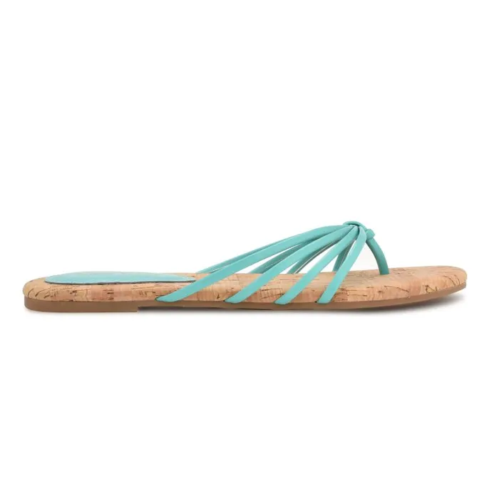 Blithe Flat Sandals Aqua Blue Women Nine West Sandals