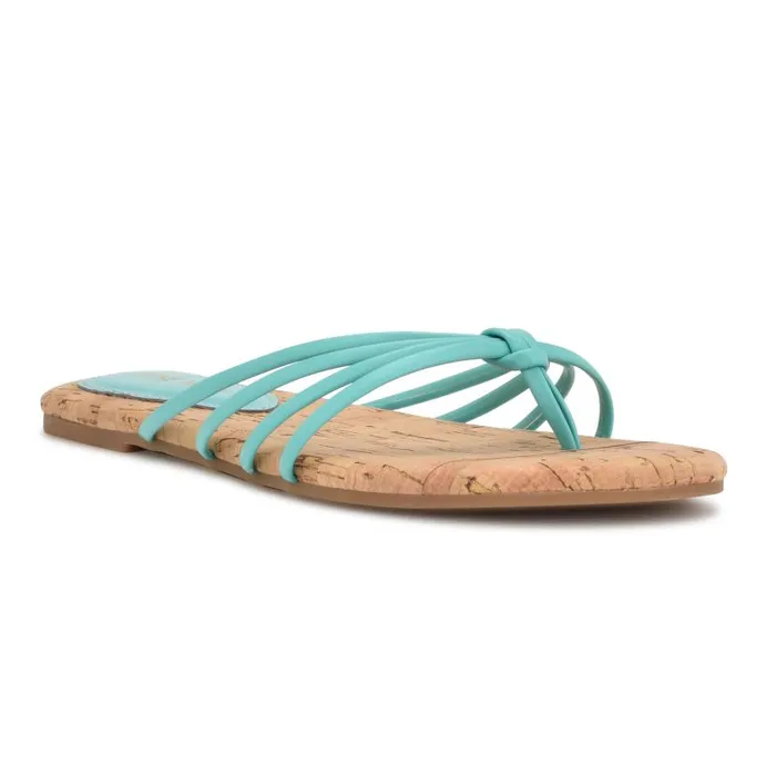 Blithe Flat Sandals Aqua Blue Women Nine West Sandals