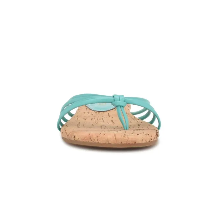 Blithe Flat Sandals Aqua Blue Women Nine West Sandals