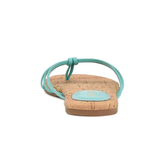 Blithe Flat Sandals Aqua Blue Women Nine West Sandals