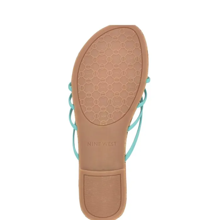 Blithe Flat Sandals Aqua Blue Women Nine West Sandals