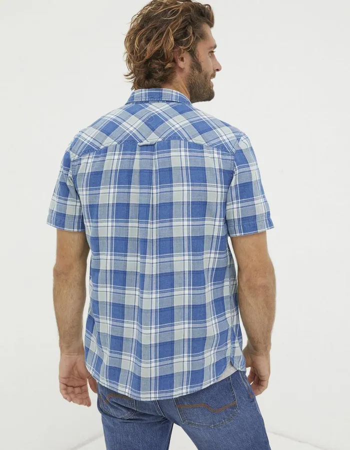 Bodmin Indigo Check Shirt Blue Men FatFace Shirts