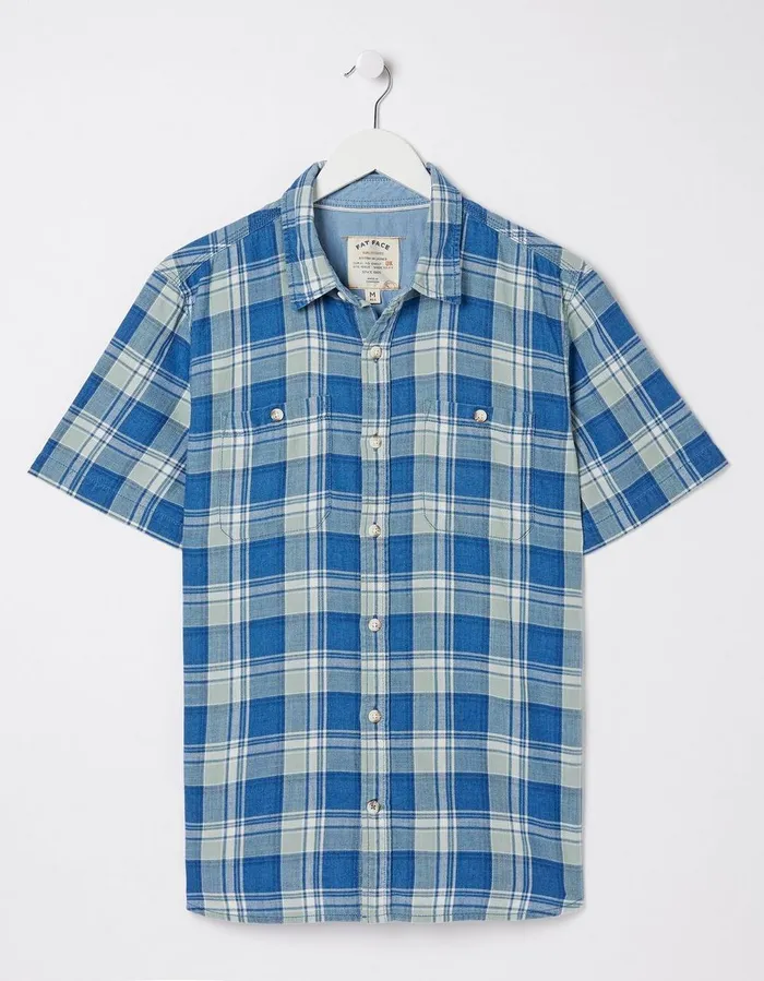 Bodmin Indigo Check Shirt Blue Men FatFace Shirts
