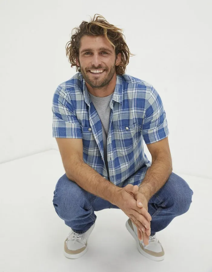 Bodmin Indigo Check Shirt Blue Men FatFace Shirts