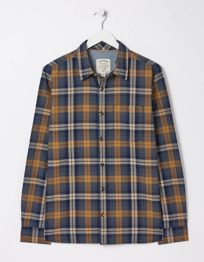 Bonby Indigo Check Shirt Navy Men FatFace Shirts