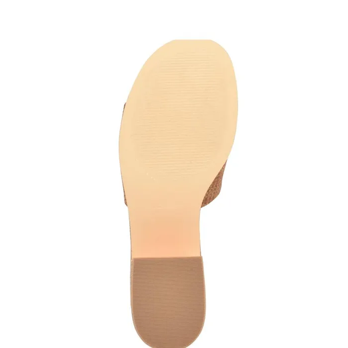 Boone Platform Slide Sandals Brown Raffia Women Nine West Sandals