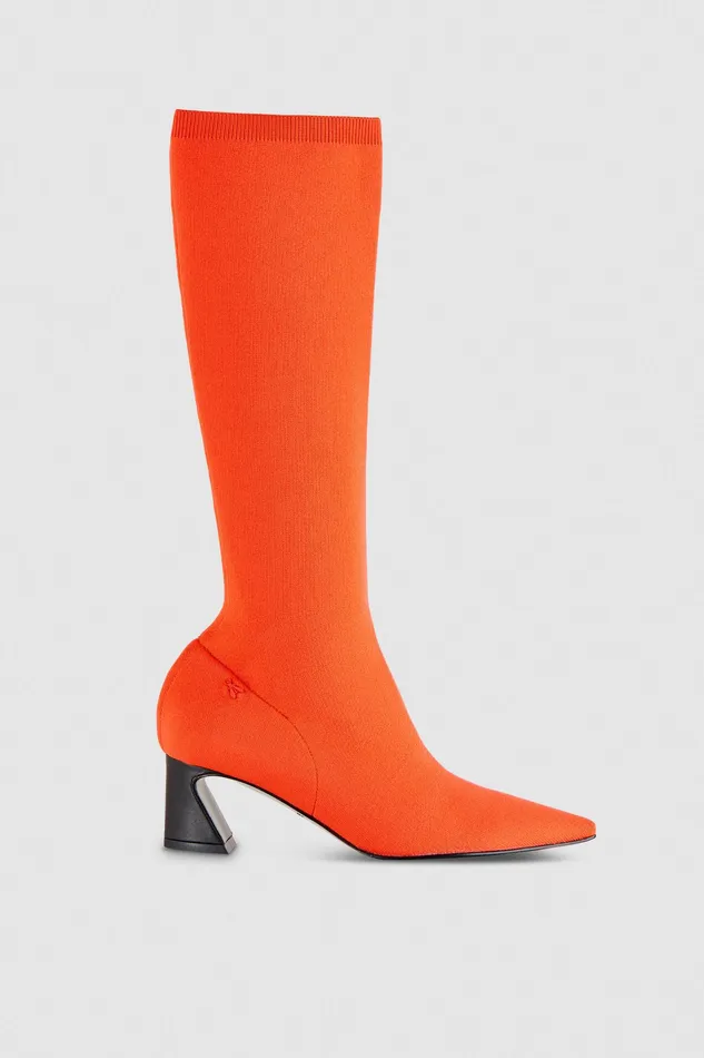 Boots Women Patrizia Pepe Knit Heeled Boots Intense Orange