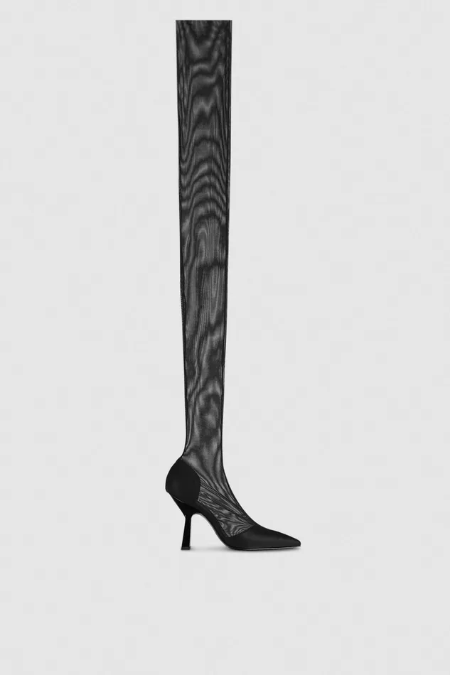 Boots Women Patrizia Pepe Overknee Boots In Tulle Nero
