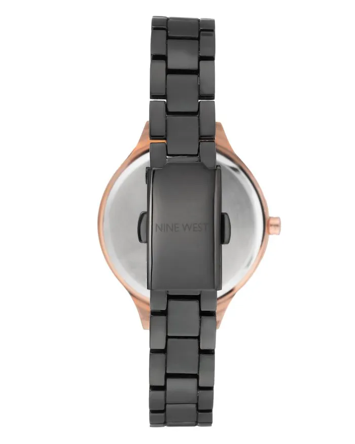 Bracelet Watch With Contrasting Case Gunmetal Grey WomenMen Nine West Watches Bracelet Watch With Contrasting Case Gunmetal Grey WomenMen Nine West Watches