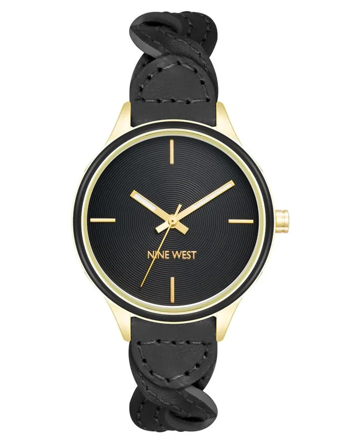 Braid Patterned Strap Watch Black WomenMen Nine West Watches