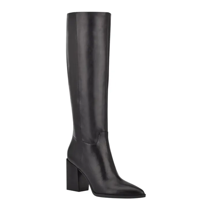 Brixe Heeled Boots Black Leather Women Nine West Heels