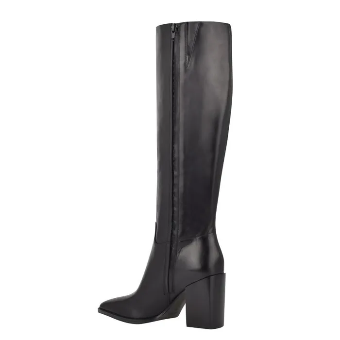 Brixe Heeled Boots Black Leather Women Nine West Heels