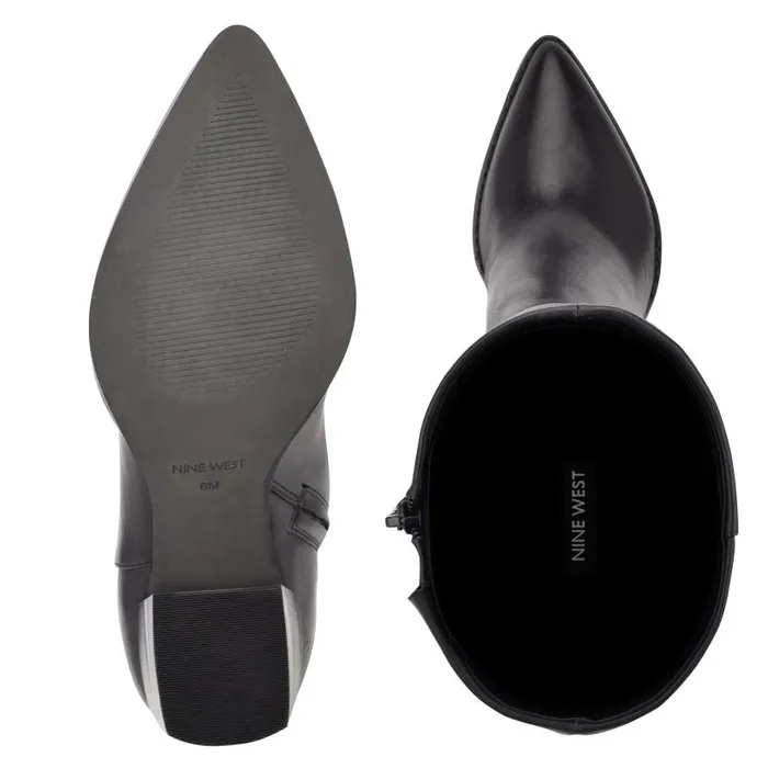 Brixe Heeled Boots Black Leather Women Nine West Heels