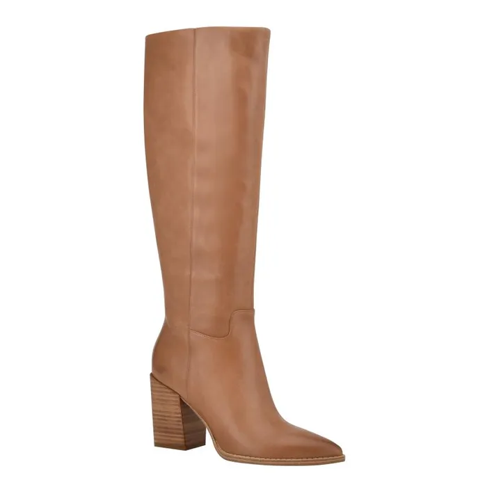 Brixe Heeled Boots Medium Natural Leather Women Nine West Heels