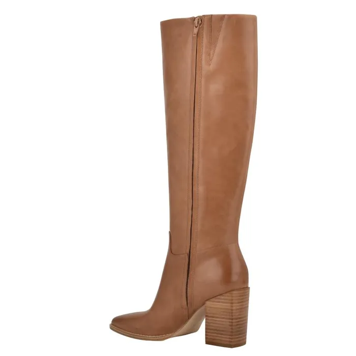 Brixe Heeled Boots Medium Natural Leather Women Nine West Heels