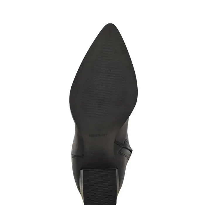 Bromwel Block Heel Boots Black Leather Women Nine West Boots and Booties