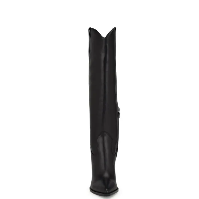 Bromwel Block Heel Boots Black Leather Women Nine West Heels