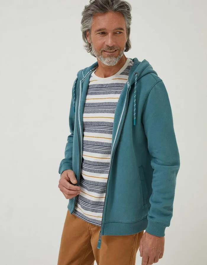 Brooke Zip Through Hoodie Grey Marl Men FatFace Sweatshirts and Hoodies