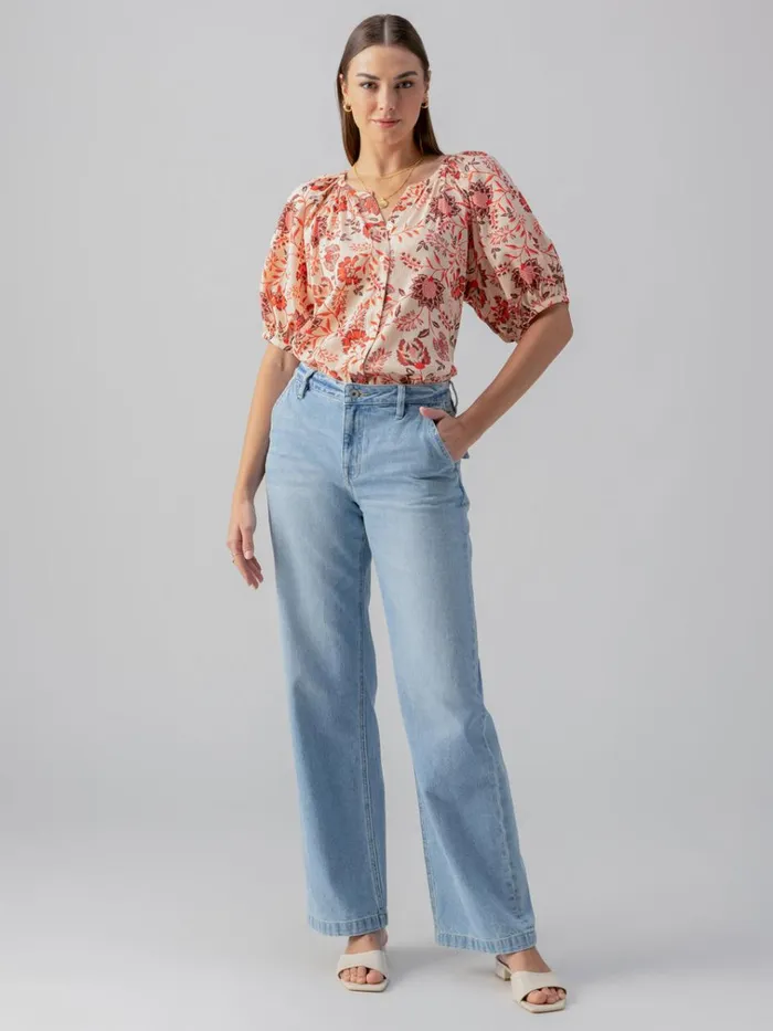 Bubble Sleeve Boho Blouse Pacific Light Women Sanctuary Clothing Tees and Tops Bubble Sleeve Boho Blouse Pacific Light Women Sanctuary Clothing Tees and Tops