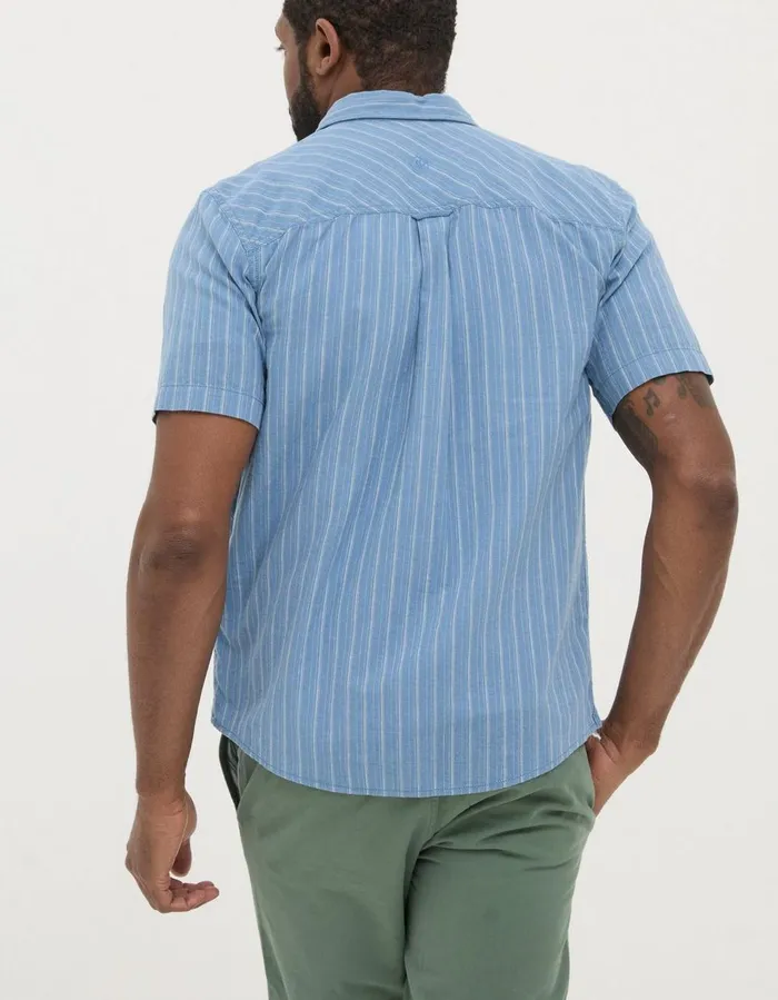 Burford Stripe Shirt Washed Blue Men FatFace Shirts