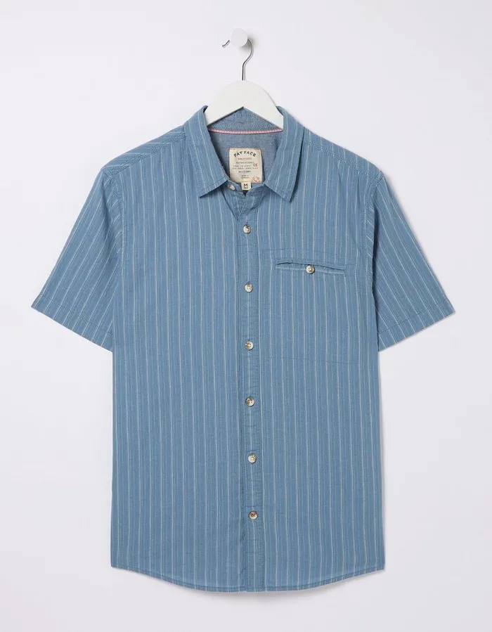 Burford Stripe Shirt Washed Blue Men FatFace Shirts