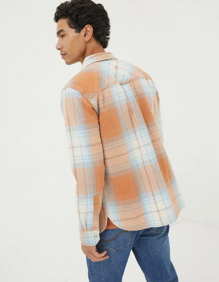 Burland Ombre Check Shirt Dusky Orange Men FatFace Shirts