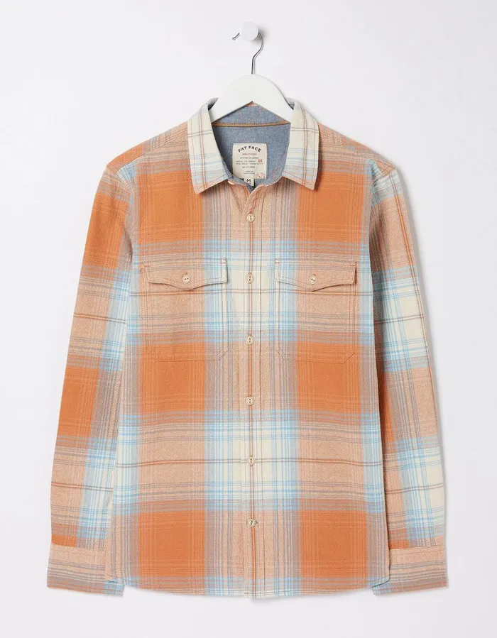 Burland Ombre Check Shirt Dusky Orange Men FatFace Shirts