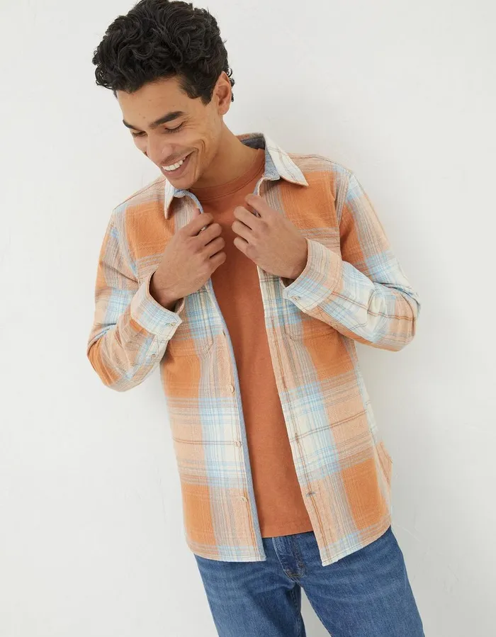 Burland Ombre Check Shirt Dusky Orange Men FatFace Shirts