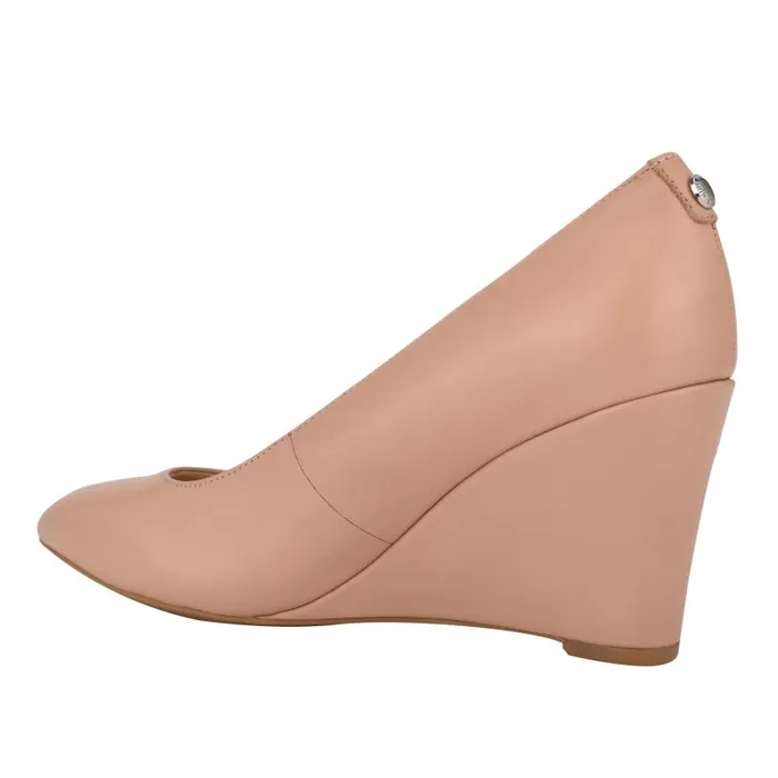 Cal 92159 Dress Wedges Barely Nude Leather Women Nine West Heels
