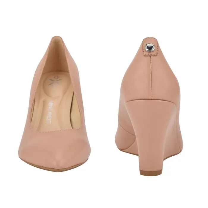 Cal 92159 Dress Wedges Barely Nude Leather Women Nine West Heels
