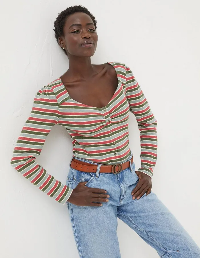 Carly Stripe Top Multi Women FatFace Tops and TShirts